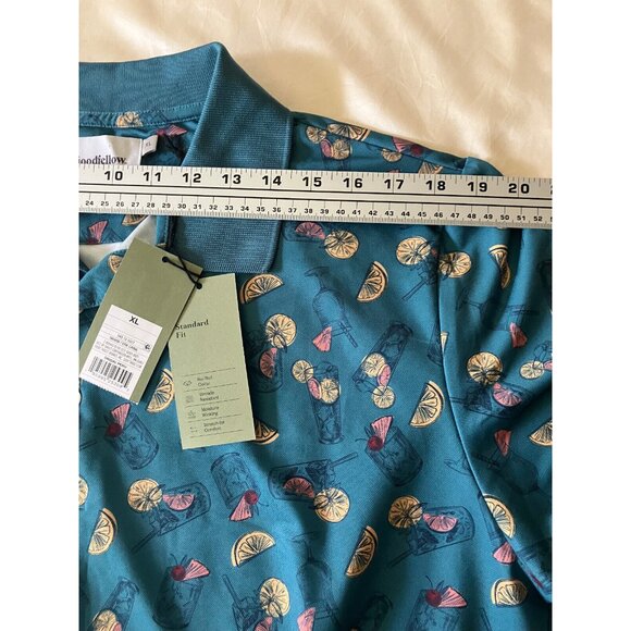 Goodfellow & Co POLO 3 Button Collar Golf Drinks Lemon Vacation Polo Shirt XL - Picture 8 of 10